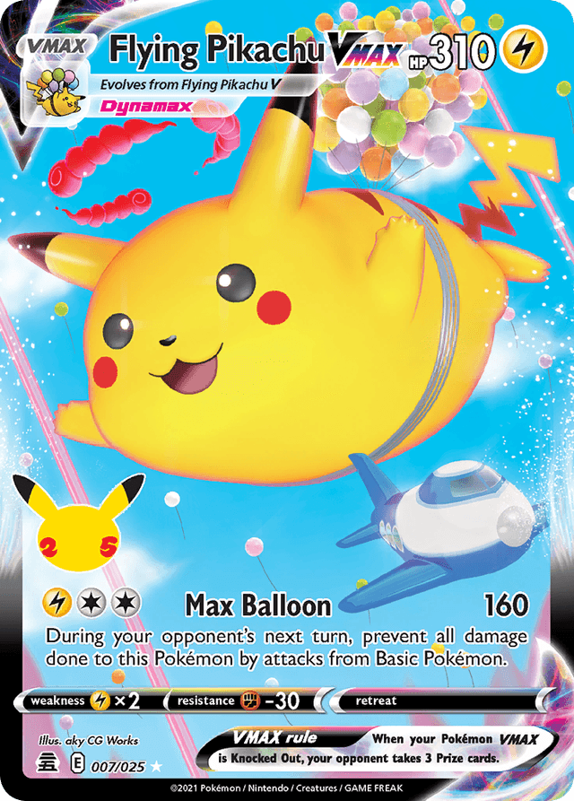 Flying Pikachu VMAX #7 from Celebrations — recent eBay sold price: $0.00