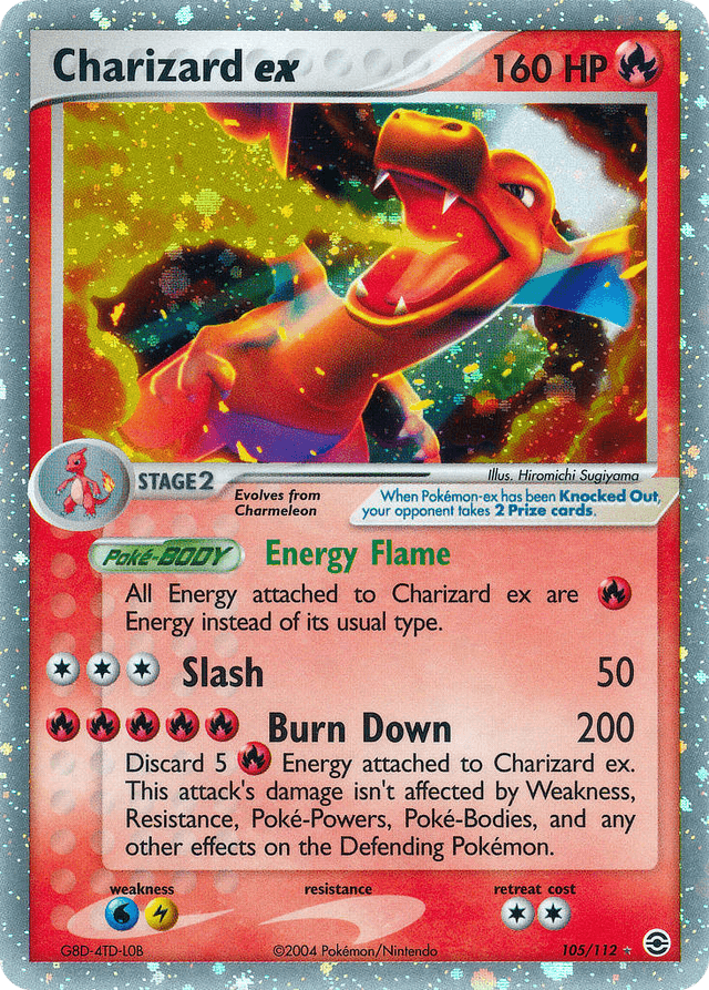 Charizard ex #105 from FireRed & LeafGreen — recent eBay sold price: $346.61
