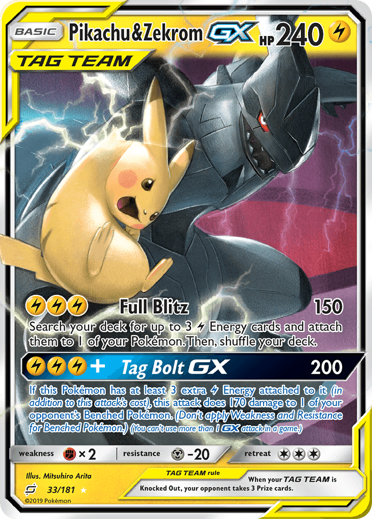 Pikachu & Zekrom-GX card