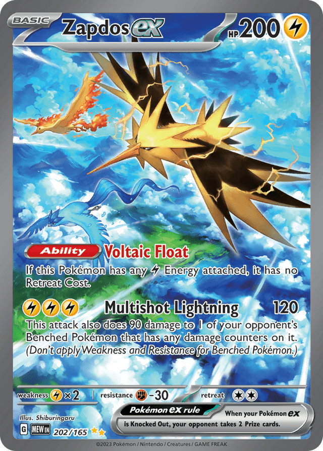 Zapdos ex #202 from 151 — recent eBay sold price: $119.98