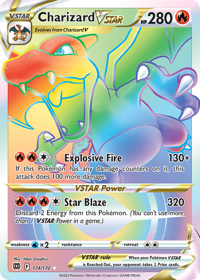 Charizard VSTAR #174 from Brilliant Stars — recent eBay sold price: $70.00