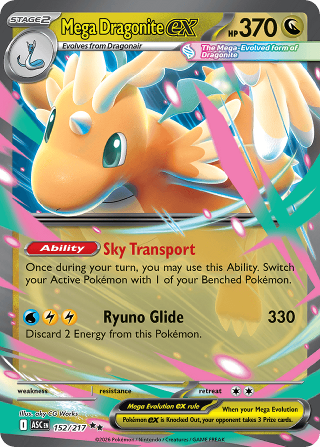 Mega Dragonite ex #152 from Ascended Heroes — recent eBay sold price: $5.69