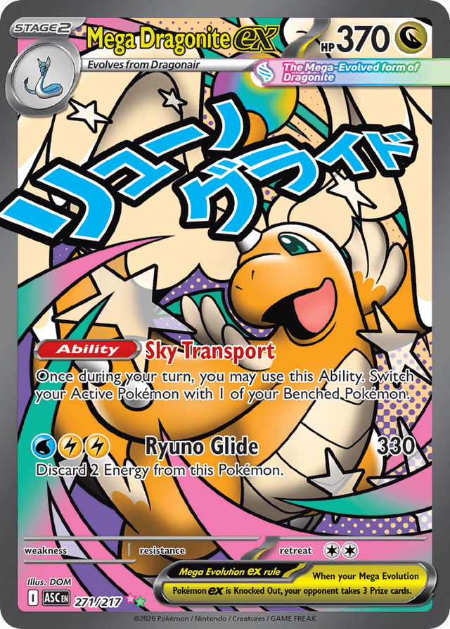 Mega Dragonite ex #271 from Ascended Heroes — recent eBay sold price: $61.00