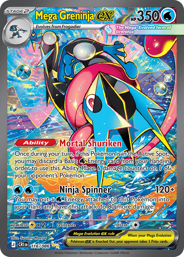 Mega Greninja ex #116 from Chaos Rising — recent eBay sold price: $452.50