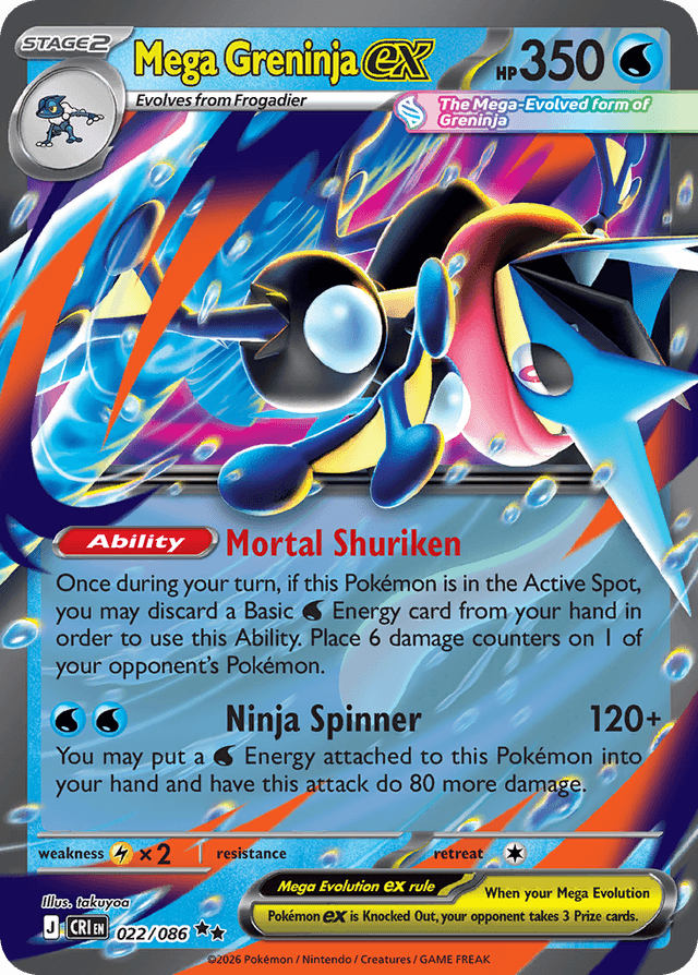 Mega Greninja ex #22 from Chaos Rising — recent eBay sold price: $4.94