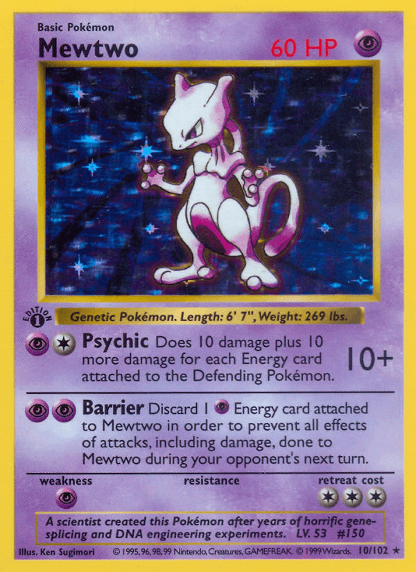 Mewtwo #10 from Base, recent eBay sold price: $19.50