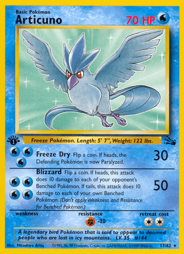 Articuno #17 from Fossil — recent eBay sold price: $8.49