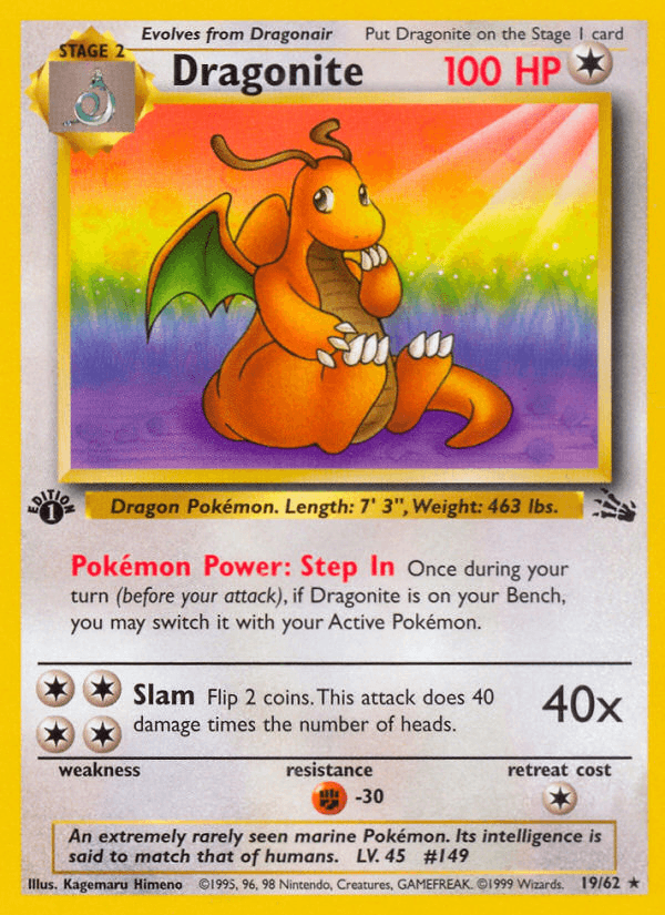 Dragonite #19 from Fossil — recent eBay sold price: $19.95