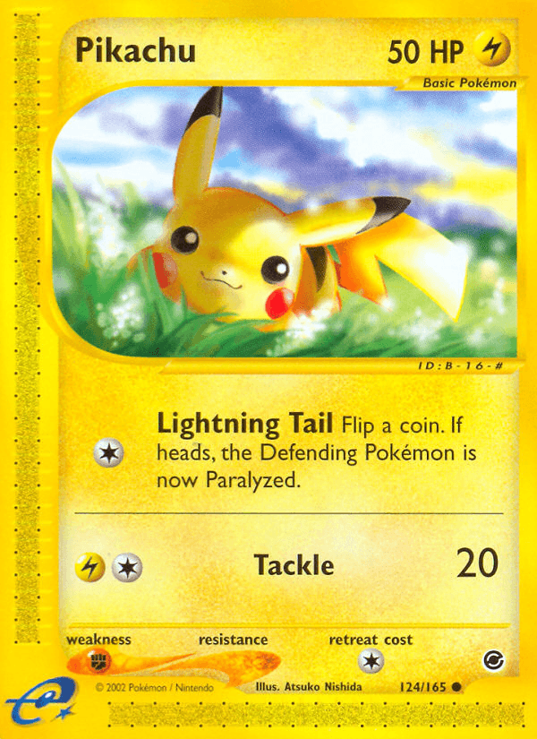 Pikachu #124 from Expedition Base Set — recent eBay sold price: $20.98