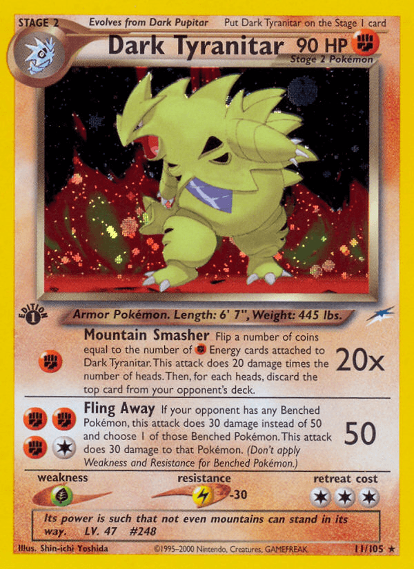 Dark Tyranitar #11 from Neo Destiny — recent eBay sold price: $187.50