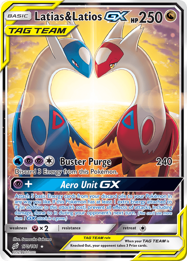Latias & Latios-GX #170 from Team Up — recent eBay sold price: $3,445.19