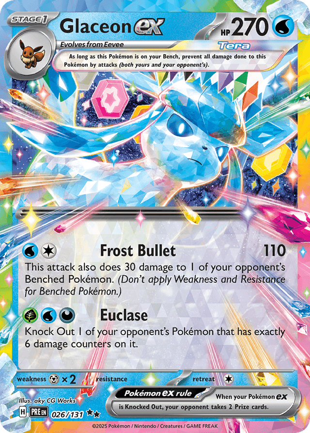 Glaceon ex #26 from Prismatic Evolutions, recent eBay sold price: $3.00