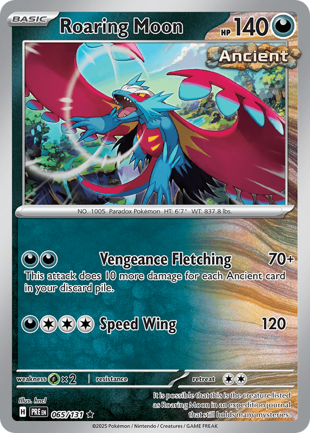 Roaring Moon #65 from Prismatic Evolutions — recent eBay sold price: $7.25