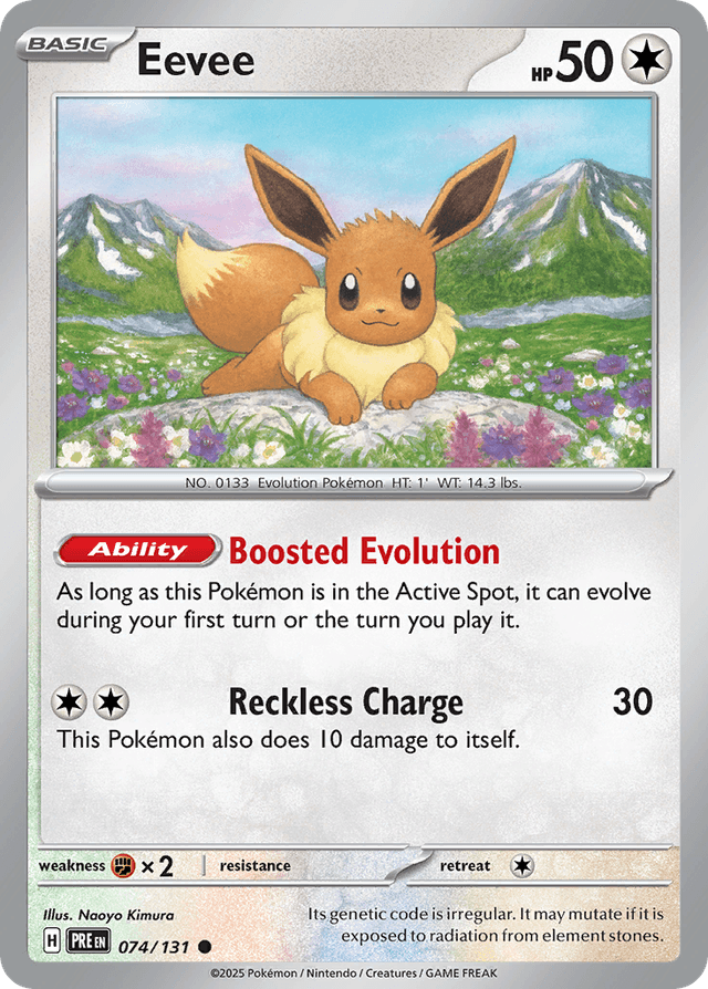 Eevee #74 from Prismatic Evolutions — recent eBay sold price: $1.07