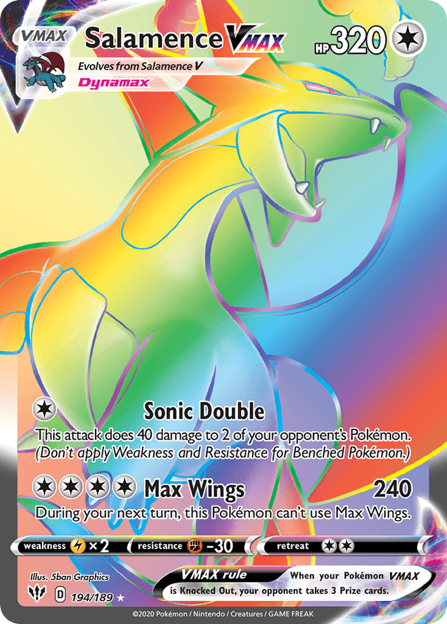 Salamence VMAX #194 from Darkness Ablaze — recent eBay sold price: $13.41