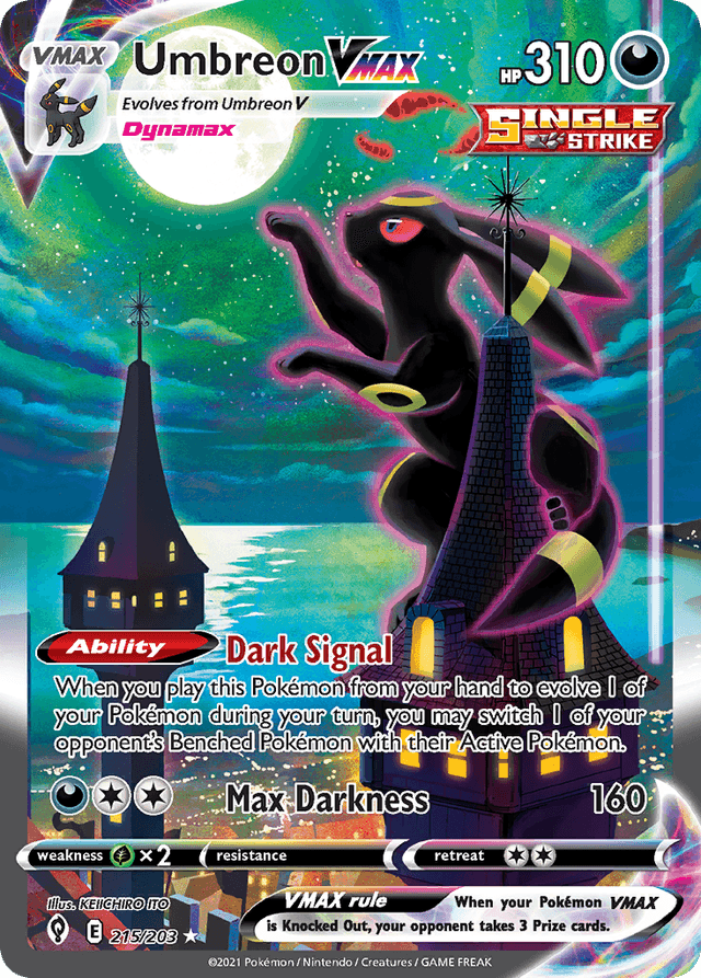 Umbreon VMAX #215 from Evolving Skies — recent eBay sold price: $2,000.00