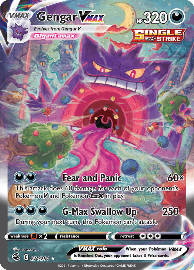 Gengar VMAX #271 from Fusion Strike — recent eBay sold price: $565.56